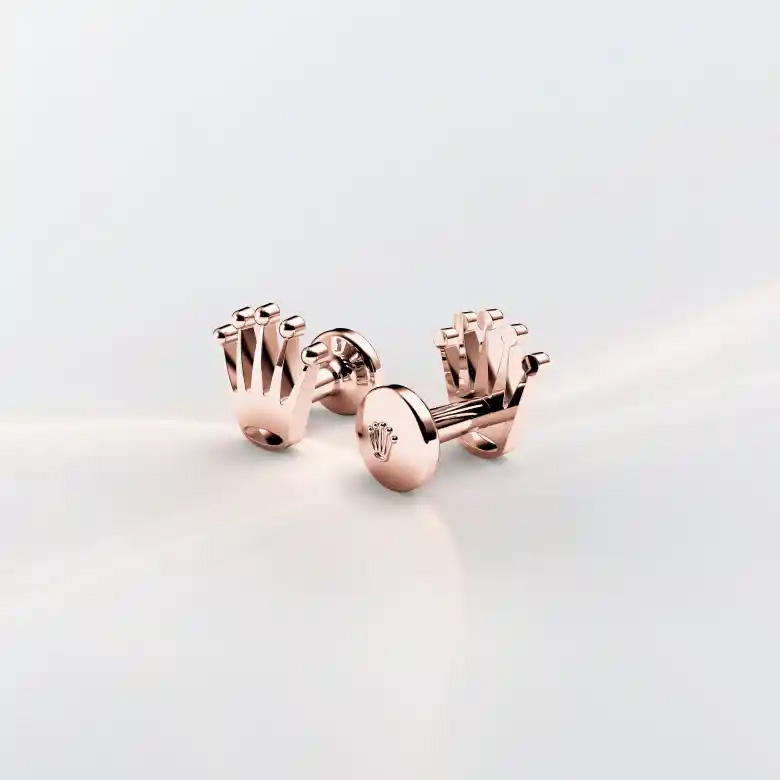 Rolex ‘Crown’ cufflinks in Everose gold, A1015 at Gandelman