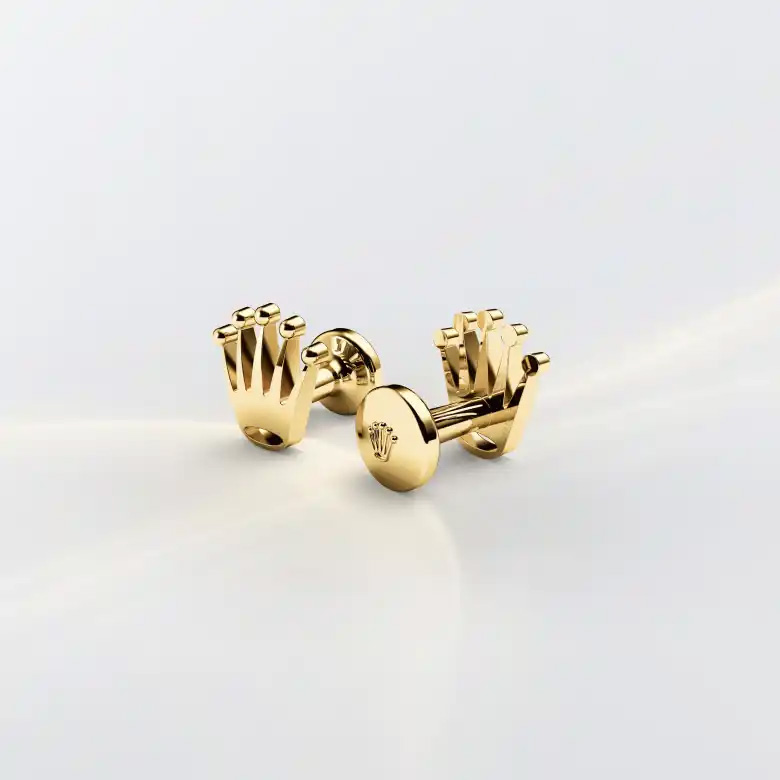 Rolex ‘Crown’ cufflinks in yellow gold, A1018 at Gandelman