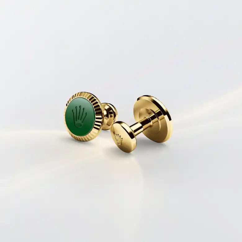 Rolex ‘Fluted’ cufflinks in yellow gold, A1038 at Gandelman