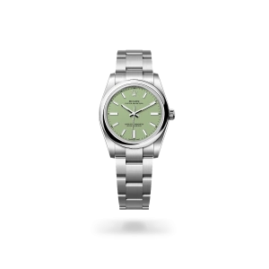 Rolex Oyster Perpetual 34 in Oystersteel with a pistachio dial, domed  bezel, and Oyster bracelet - Gandelman