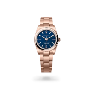 Rolex Oyster Perpetual 34 in Everose gold with a Blue stone dial, domed  bezel, and Oyster bracelet - Gandelman