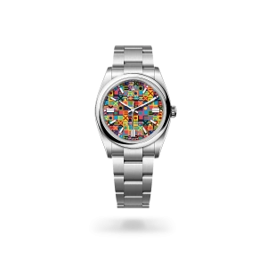Rolex Oyster Perpetual 36 in Oystersteel with a Multicoloured, Jubilee motif dial, domed  bezel, and Oyster bracelet - Gandelman