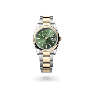 Rolex Datejust 36 in Oystersteel and yellow gold with Olive green dial, and Oyster bracelet -  Gandelman