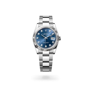 Rolex Datejust 36 in Oystersteel with a Bright blue set with diamonds dial, fluted bezel, Oyster bracelet - Gandelman