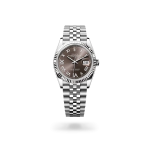 Rolex Datejust 36 in Oystersteel and white gold with Dark grey set with diamonds dial, and Jubilee bracelet -  Gandelman