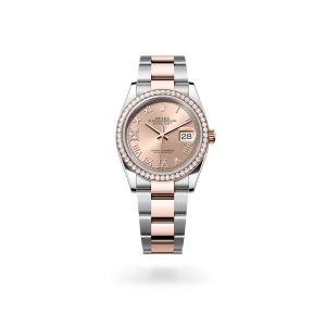 Rolex Datejust 36 in Oystersteel, Everose gold and diamonds with a rosé-colour dial with diamonds, bezel with diamonds, and Oyster bracelet - Gandelman