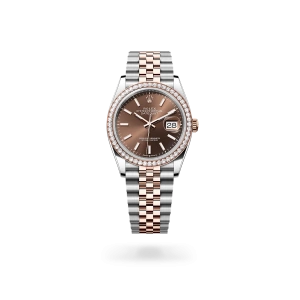 Rolex Datejust 36 in Oystersteel, Everose gold and diamonds with a Oystersteel, Everose gold and diamonds with a chocolate dial, diamond-set bezel, Jubilee bracelet - Gandelman