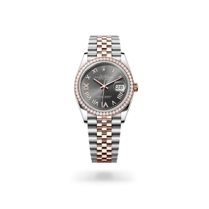 Rolex Datejust 36 in Oystersteel, Everose gold and diamonds with a Slate set with diamonds dial, diamond-set bezel, Jubilee bracelet - Gandelman