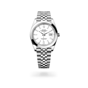 Rolex Datejust 41 in Oystersteel with a white dial, smooth bezel, Jubilee bracelet - Gandelman
