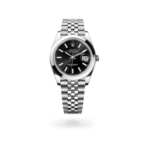 Rolex Datejust 41 in Oystersteel with a black dial, smooth bezel, Jubilee bracelet - Gandelman