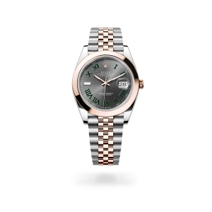 Rolex Datejust 41 in Oystersteel and Everose gold with a slate dial, smooth bezel, Jubilee bracelet - Gandelman