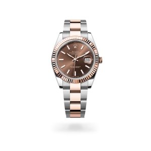 Rolex Datejust 41 in Oystersteel and Everose gold with a chocolate dial, fluted bezel, Oyster bracelet - Gandelman
