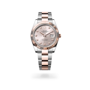 Rolex Datejust 41 in Oystersteel and Everose gold with a sundust dial with diamonds, fluted bezel, and Oyster bracelet - Gandelman