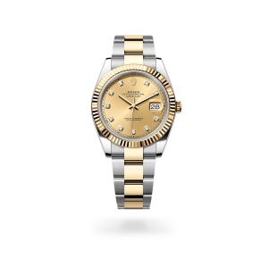 Rolex Datejust 41 in Oystersteel and yellow gold with a Champagne-colour set with diamonds dial, fluted bezel, Oyster bracelet - Gandelman