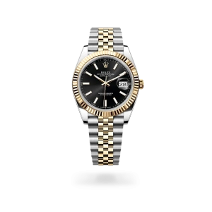 Rolex Datejust 41 in Oystersteel and yellow gold with a black dial, fluted bezel, Jubilee bracelet - Gandelman