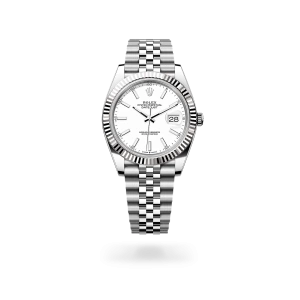 Rolex Datejust 41 in Oystersteel and white gold with a white dial, fluted bezel, Jubilee bracelet - Gandelman