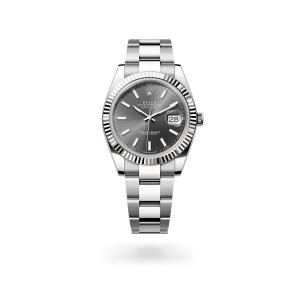 Rolex Datejust 41 in Oystersteel and white gold with a slate dial, fluted bezel, Oyster bracelet - Gandelman