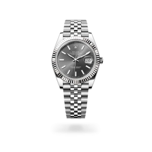 Rolex Datejust 41 in Oystersteel and white gold with a Slate dial, fluted bezel, and Jubilee bracelet - Gandelman