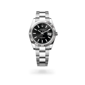 Rolex Datejust 41 in Oystersteel and white gold with a black dial, fluted bezel, Oyster bracelet - Gandelman