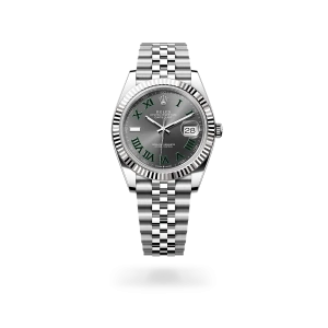 Rolex Datejust 41 in Oystersteel and white gold with a slate dial, fluted bezel, Jubilee bracelet - Gandelman