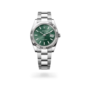 Rolex Datejust 41 in Oystersteel and white gold with a Mint green dial, and Oyster bracelet -  Gandelman