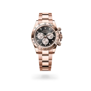 Rolex Cosmograph Daytona in Everose gold with Sundust and bright black dial, fixed bezel, and Oyster bracelet - Gandelman