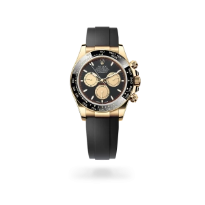 Rolex Cosmograph Daytona in yellow gold with Intense black and champagne-colour dial, and Oysterflex bracelet - Gandelman
