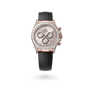 Rolex Cosmograph Daytona in Everose gold and diamonds with Sundust and bright black dial, bezel set with diamonds, and Oysterflex bracelet - Gandelman