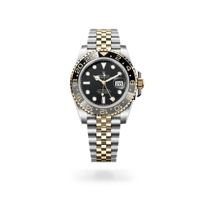 Rolex GMT-Master II in Oystersteel and yellow gold with a black dial, bidirectional rotatable 24-hour graduated  bezel, and Jubilee bracelet - Gandelman