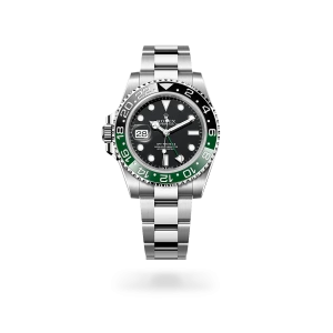 Rolex GMT-Master II in Oystersteel with a black dial, bidirectional rotatable 24-hour graduated bezel, and Oyster bracelet - Gandelman
