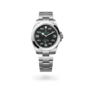 Rolex Air-King in Oystersteel with a black dial, smooth bezel, and Oyster bracelet - Gandelman