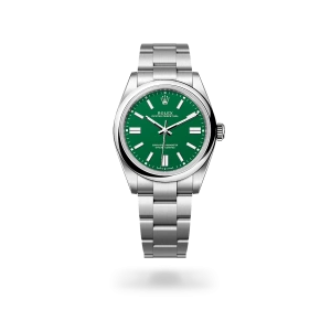 Rolex Oyster Perpetual 41  in Oystersteel with a Green dial, domed  bezel, and Oyster bracelet - Gandelman