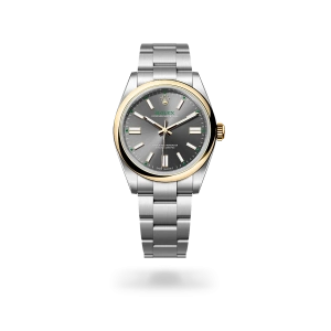 Rolex Oyster Perpetual 41  in Oystersteel and yellow gold with a Slate dial, domed  bezel, and Oyster bracelet - Gandelman