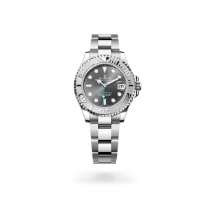 Rolex Yacht-Master 37 in Oystersteel and platinum with a Slate dial, platinum bezel, and Oyster bracelet - Gandelman