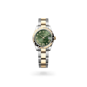 Rolex Datejust 31 in Oystersteel, yellow gold and diamonds with an Olive green set with diamonds dial, and Oyster bracelet - Gandelman