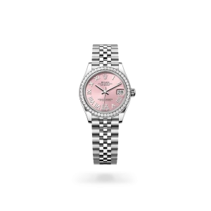 Rolex Datejust 31 in Oystersteel, white gold and diamonds with a Pink set with diamonds dial, Diamond-set bezel, Jubilee bracelet - Gandelman
