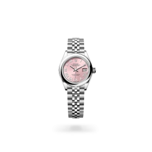 Rolex Lady-Datejust 28 in Oystersteel with a Pink dial, Domed bezel, and Jubilee bracelet - Gandelman