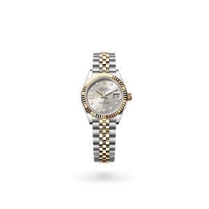 Rolex Lady-Datejust in Oystersteel and yellow gold with a Silver set with diamonds dial, fluted bezel, and Jubilee bracelet - Gandelman