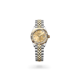 Rolex Lady-Datejust in Oystersteel and yellow gold with a Champagne-colour set with diamonds dial, fluted bezel, and Jubilee bracelet - Gandelman
