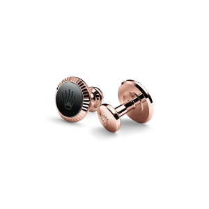 Rolex ‘Fluted’ cufflinks in Everose gold and ceramic , A1035 at Gandelman
