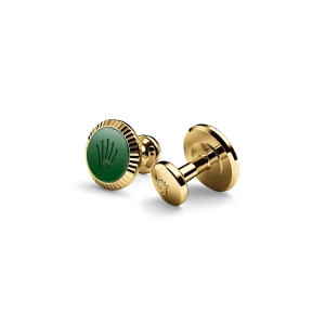Rolex ‘Fluted’ cufflinks in yellow gold and ceramic, A1038 at Gandelman