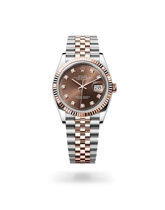 Rolex Datejust 36 in Oystersteel and Everose gold with Chocolate set with diamonds dial, and Jubilee bracelet - Gandelman