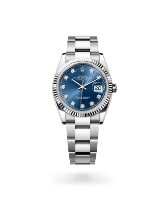 Rolex Datejust 36 in Oystersteel with a Bright blue set with diamonds dial, fluted bezel, Oyster bracelet - Gandelman