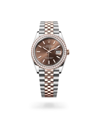 Rolex Datejust 36 in Oystersteel, Everose gold and diamonds with a Oystersteel, Everose gold and diamonds with a chocolate dial, diamond-set bezel, Jubilee bracelet - Gandelman