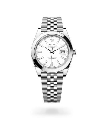 Rolex Datejust 41 in Oystersteel with a white dial, smooth bezel, Jubilee bracelet - Gandelman