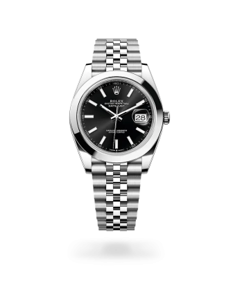 Rolex Datejust 41 in Oystersteel with a black dial, smooth bezel, Jubilee bracelet - Gandelman