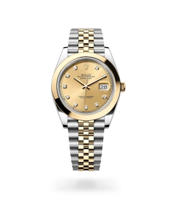 Rolex Datejust 41 in Oystersteel and yellow gold with a Champagne-colour set with diamonds dial, smooth bezel, Jubilee bracelet - Gandelman