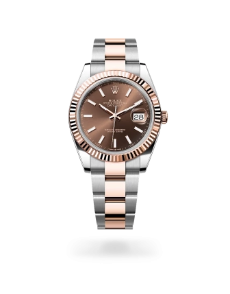 Rolex Datejust 41 in Oystersteel and Everose gold with a chocolate dial, fluted bezel, Oyster bracelet - Gandelman