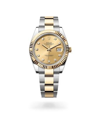 Rolex Datejust 41 in Oystersteel and yellow gold with a Champagne-colour set with diamonds dial, fluted bezel, Oyster bracelet - Gandelman
