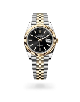 Rolex Datejust 41 in Oystersteel and yellow gold with a black dial, fluted bezel, Jubilee bracelet - Gandelman